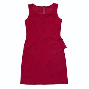 NWOT Red Guess Sheer Neck Deep V Dress L